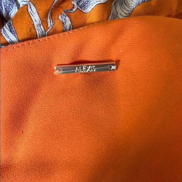 Alexis Randi One Shoulder Floral Maldives Orange Long Sleeve Maxi Dress Size XL - Picture 13 of 14